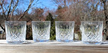 Set Of Four Gorgeous Signed Waterford Lismore Pattern Bourbon Rocks Glasses - Made In Ireland