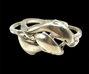 Sterling Silver Three Piece Dolphin Puzzle Ring, Size 5