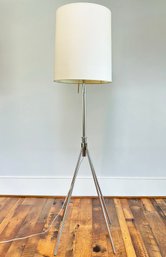 A Surveyors Tripod Lamp In Chrome By Restoration Hardware