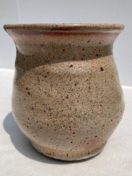 Vintage Signed Studio Pottery Stout Vase With Salt Glazed Finish
