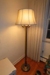 -Brass Lamp With Decorative Base:  61 Tall.  Shade:  20 Diam.