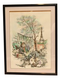 2 Of 3 Chris Brkos Paris 1992 Hand Colored Litho Collection Parisian Street Scene