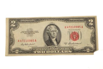 1953A Two Dollar Bill With Red Seal