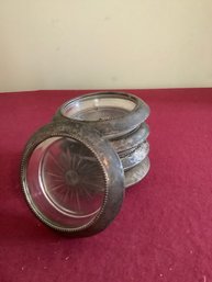 Silver Plated Glass Coasters