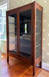 An Early 20th Century Two Door China Cabinet In Quarter Sawn Oak, Possibly Lifetime (unmarked)
