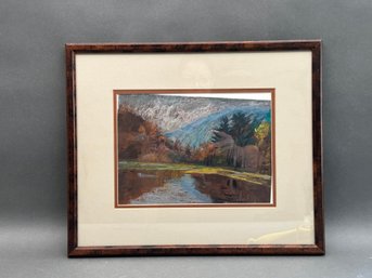 John Elliot, Original Oil Pastel, Vermont Lake, Signed