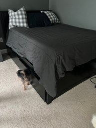 Full Size Black Platform Bed With Storage Drawers