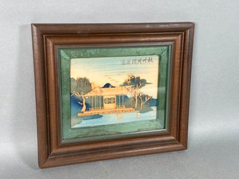 Vintage Mary Orr Clark Chinese Carved Cork Diorama Framed Art