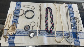 Simple Jewelry Lot Of Necklaces, Bracelets, Heart Key Chain, Pendant, Pen Pendant Necklace. 212/A4