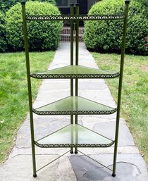 A Vintage Metal Corner Shelf