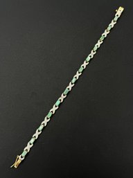 Gorgeous Multi Emerald 'X' Link Bracelet In Sterling Silver