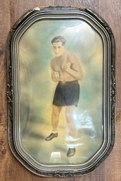 Antique Convex Bubble Glass Boxer Portrait