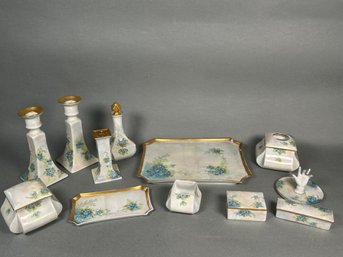 Vintage Limoges Vanity Tray, Candlesticks, Hatpin Holder & More