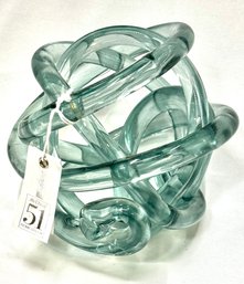 Aqua Handblown Glass Knot