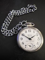 Westclox Scotty Stainless Pocket Watch And Chain