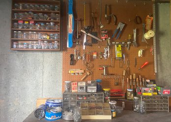 Carpenter's Delight! Giant Assortment Of Hand Tools, Screws, Nails & More