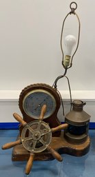 1960s Nautical Lamp With Barometer And Nightlight