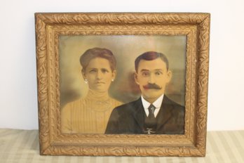 Vintage Framed Printed Of Husband And Wife Name Written On Back Not Sure Who They Refer Too