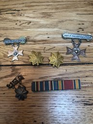 6 Military Lapel Pins. 3 Sterling.  #55