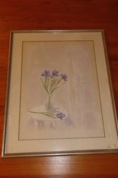 -Print Of Purple Iris In Vase  Signed And Numbered:  Carol Chapman  114/171.  35 X 28