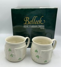 NEW Pair Belleek Castle Mugs In Box (C)