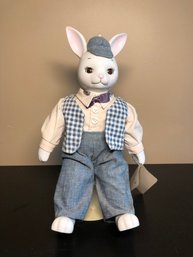 Country Kins Porcelain Rabbit W/stand  11' Tall