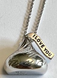 SIGNED WTJ STERLING SILVER HERSHEY KISS 'I LOVE YOU' NECKLACE