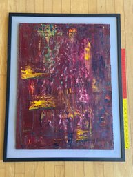 'Meditation In Dark Red' By Diana Felber Oil On Paper 28x36 Framed