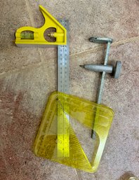 Ruler/Level, Drywall Circle Cutter And A Template