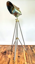 A Brass Tripod Telescope Lamp By Ralph Lauren