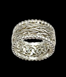 Vintage Turkish Sterling Silver Intricate Designed Ring