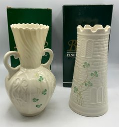 2 Belleek Vases ~ NEW IN THE BOX ~ Castle & Caldwell (C)