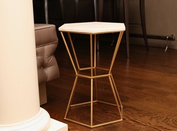 Marble And Gold Hexagon Side Table By Tozai