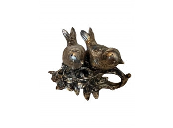 Silver Plate Nesting Love Birds Salt And Pepper Set