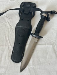 Original Vintage AQUA-LUNG U.S. DIVER'S Diving  Knife With Sheath- Japanese Steel!