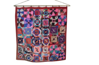Vintage Jia Bei Chinese Quilt Tapestry 'One Hundred Families'