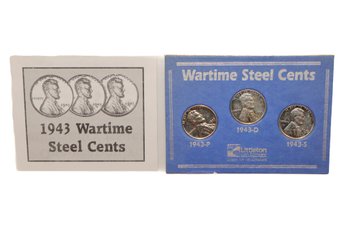 Wartime Steel Cents 1943-P, 1943-D, 1943-S In Original Littleton Coin Co. Packaging