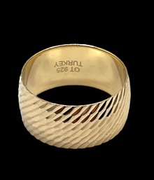 Vintage Turkish Sterling Silver With Vermeil Ring Band, Size 4.5