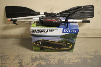 Intex Seahawk 4 Set Four Person Inflatable Boat With Oars, Pump And Hook