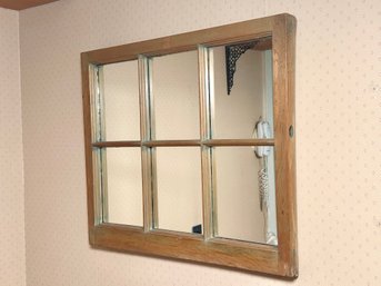 A Six Pane Vintage Wooden Window Mirror