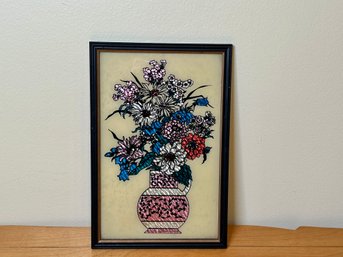 Vintage Colorful Silk Floral Bouquet Art