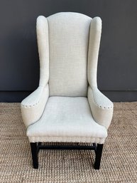 Restoration Hardware RH Linen Wing Chair With Nailhead Trim 1 Of 2