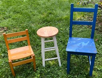 Random Lot Of 3 Chairs And Stools