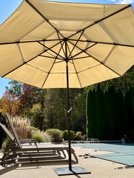 10 Ft. Auto Tilt Umbrella With Square Cast Iron Umbrella Stand