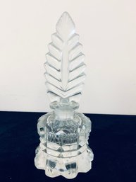 L.E. Glass Vintage Perfume Bottle With Feather Stopper