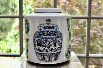 Fabienne Jouvin, Paris  Blue & White Chinese Inspired Decorative Porcelain Apothecary Ginger Jar