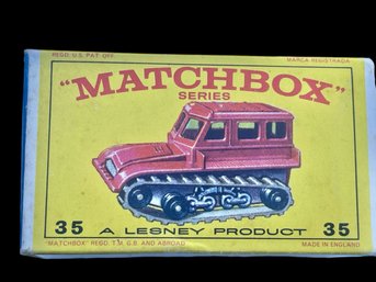 Vtg Original Box Matchbox #35 Snow Trac Tractor 1960's