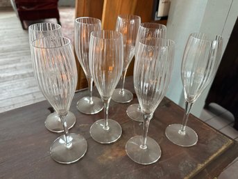 Set Of 8 Ridged Champagne Flutes