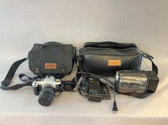 Canon EOS Rebel G And JVC Vhs GR-AX900