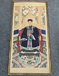 A Very Large And Rare Late Qing Dynasty Chinese Emperor Watercolor And Gouache On Paper - AS IS